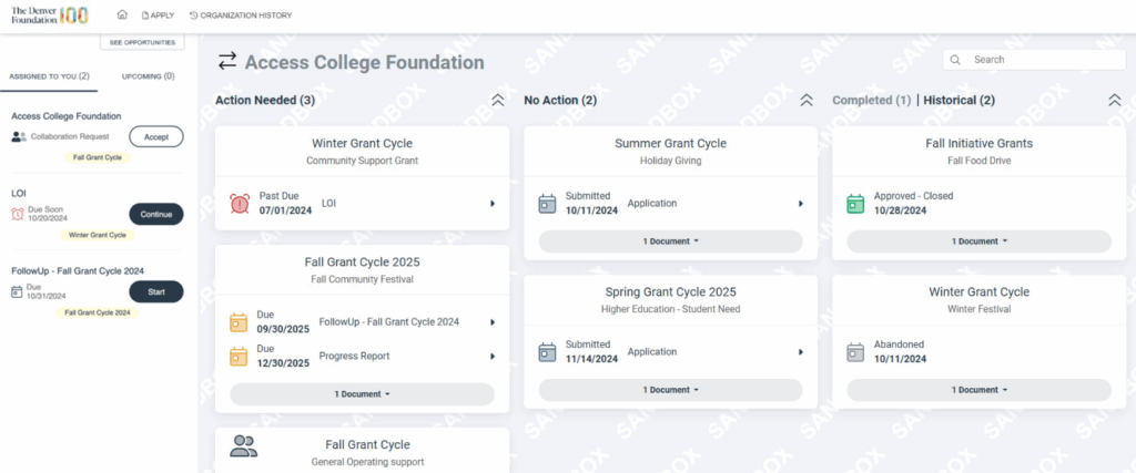 Grant Portal Dashboard V1